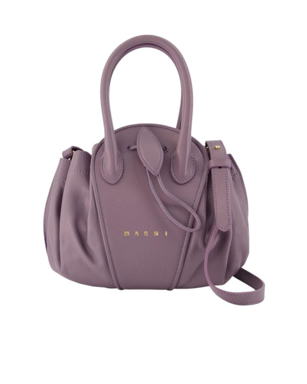Marni Purple Logo Stamped Tulipea Small Handbag