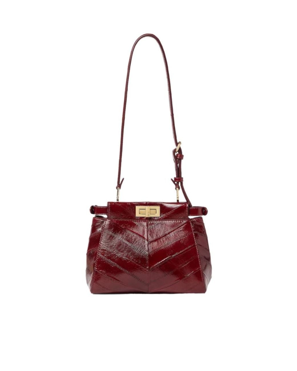 Fendi Red Burgundy Inlaid Hagfish Leather Bag