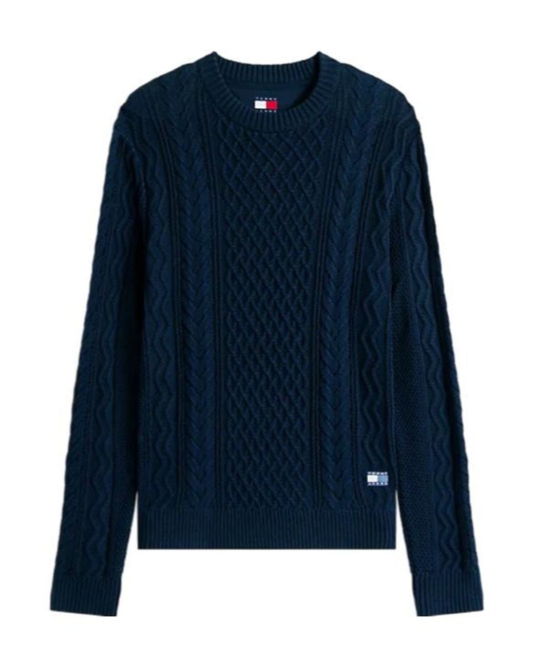 Tommy Hilfiger Blue Tommy Badge Cable Knit Slim Jumper for men