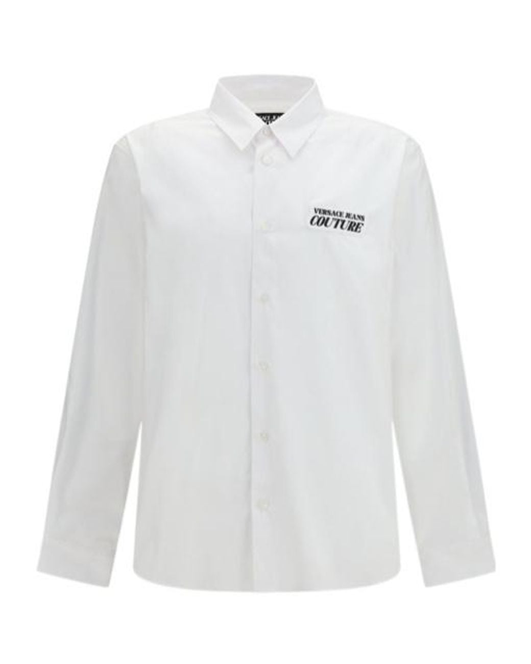 Versace White Jeans Couture Rubber Patch Cotton Shirt for men