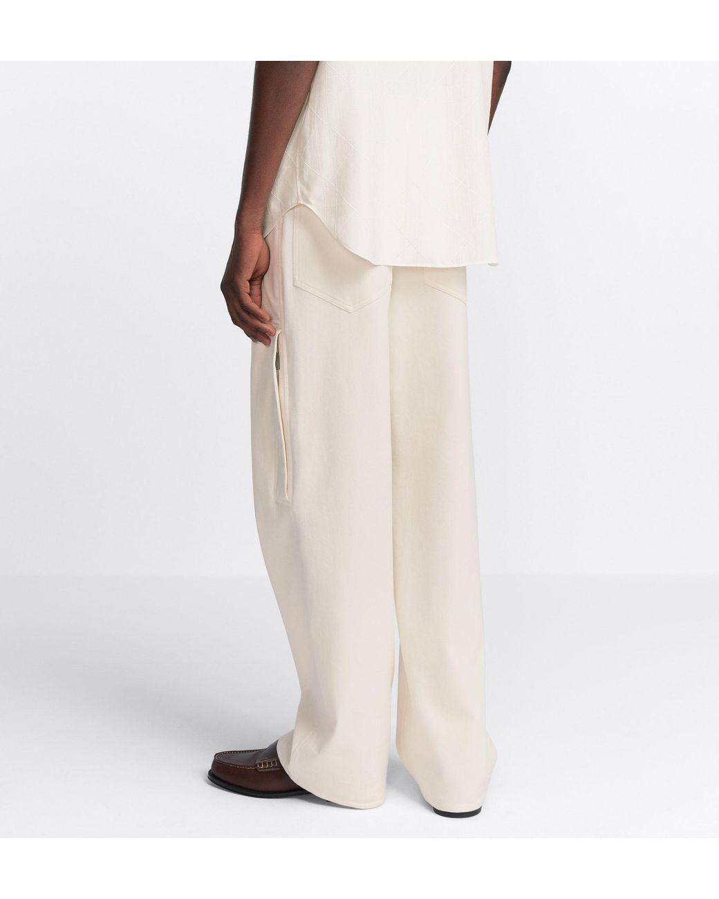 Dior White Homme Button Detailed Straight Leg Pants for men