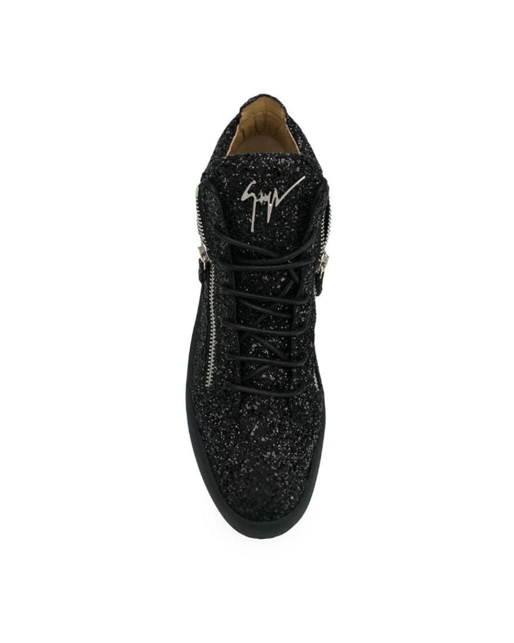 Giuseppe Zanotti Black Sequined Sneakers for men
