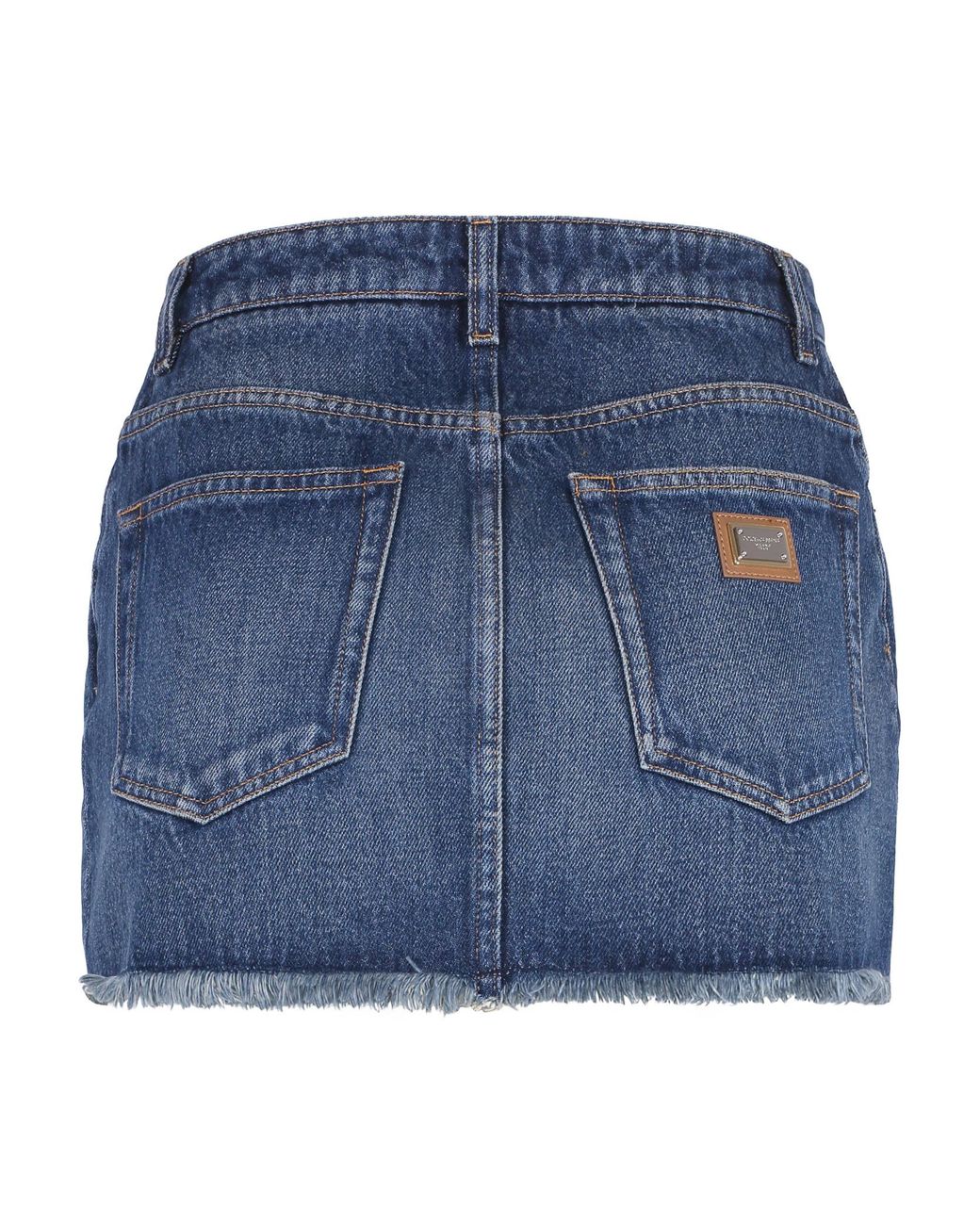 Dolce & Gabbana Blue Frayed Hem Denim Mini Skirt