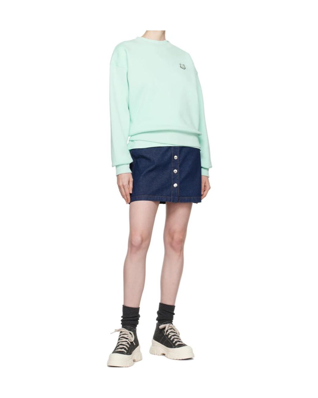 Maison Kitsuné Blue Maison Kitsuné Bold Fox Head Patch Crewneck Sweatshirt