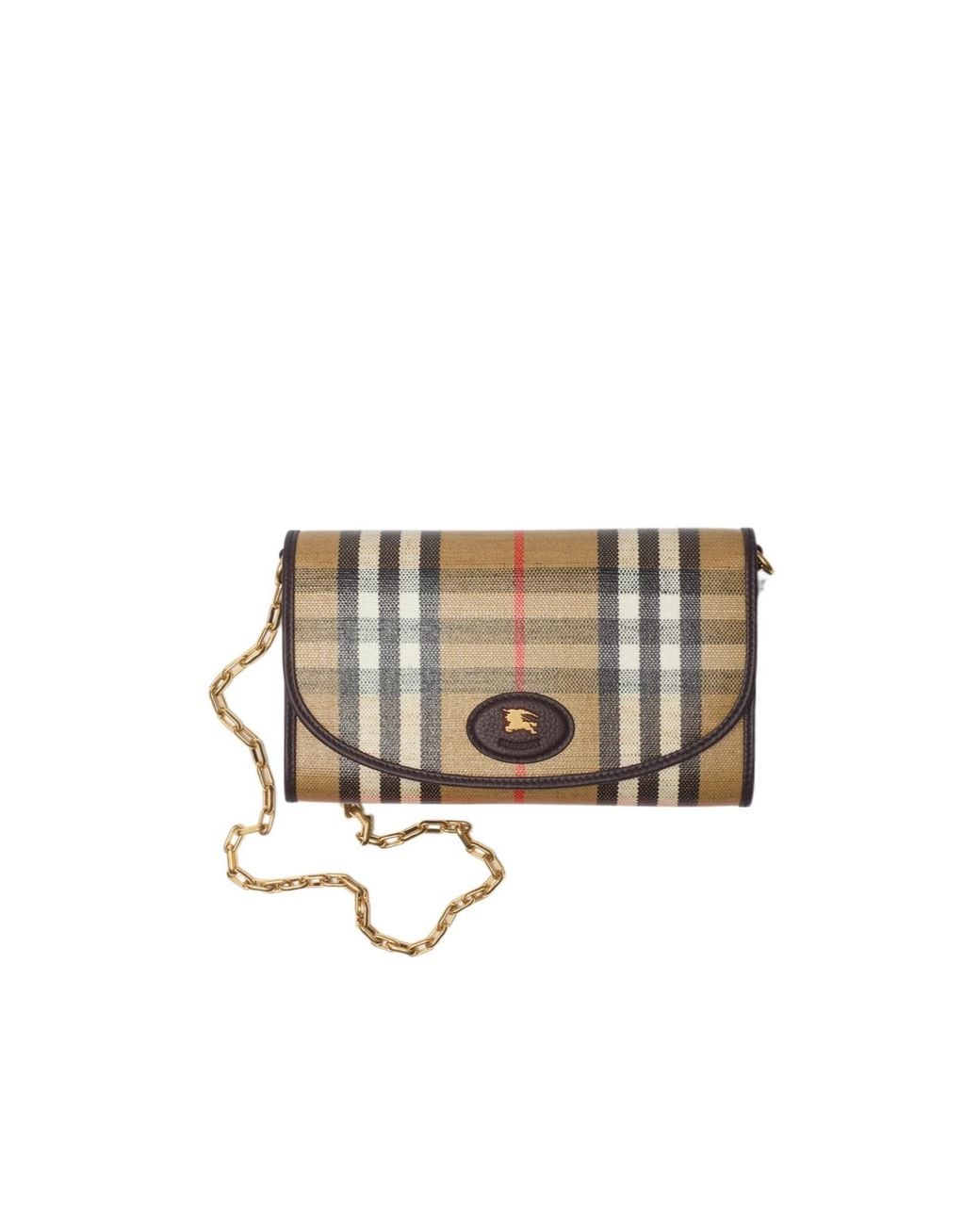 Burberry White Highlands Chain Strap Wallet