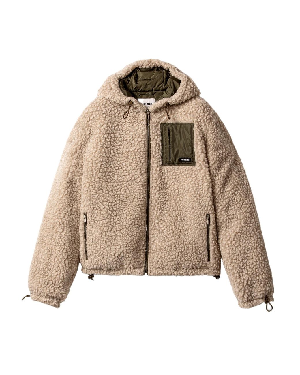 Miu Miu Natural Wool-Blend Teddy Bomber Jacket