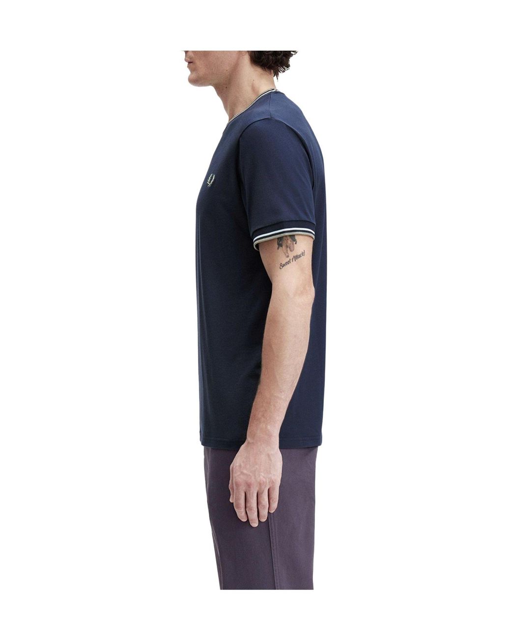 Fred Perry Blue Soft Cotton Tshirt for men