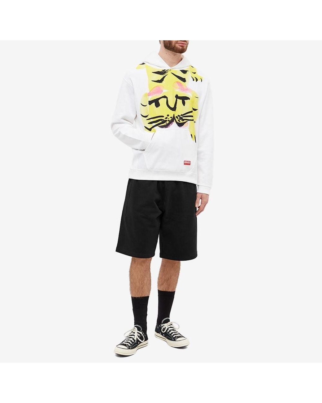 KENZO Black Logo Embroidered Track Shorts for men