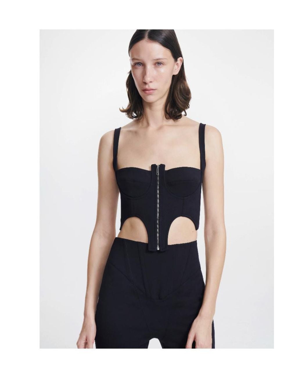 Dion Lee Black Zip-Front Bustier Top