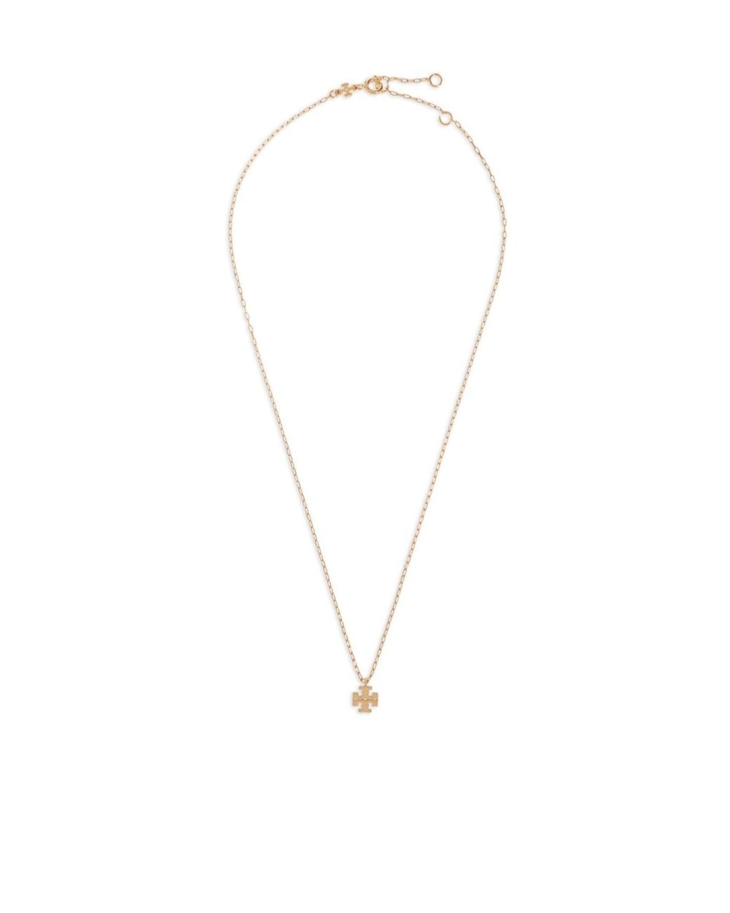 Tory Burch White Logo Pendant Necklace