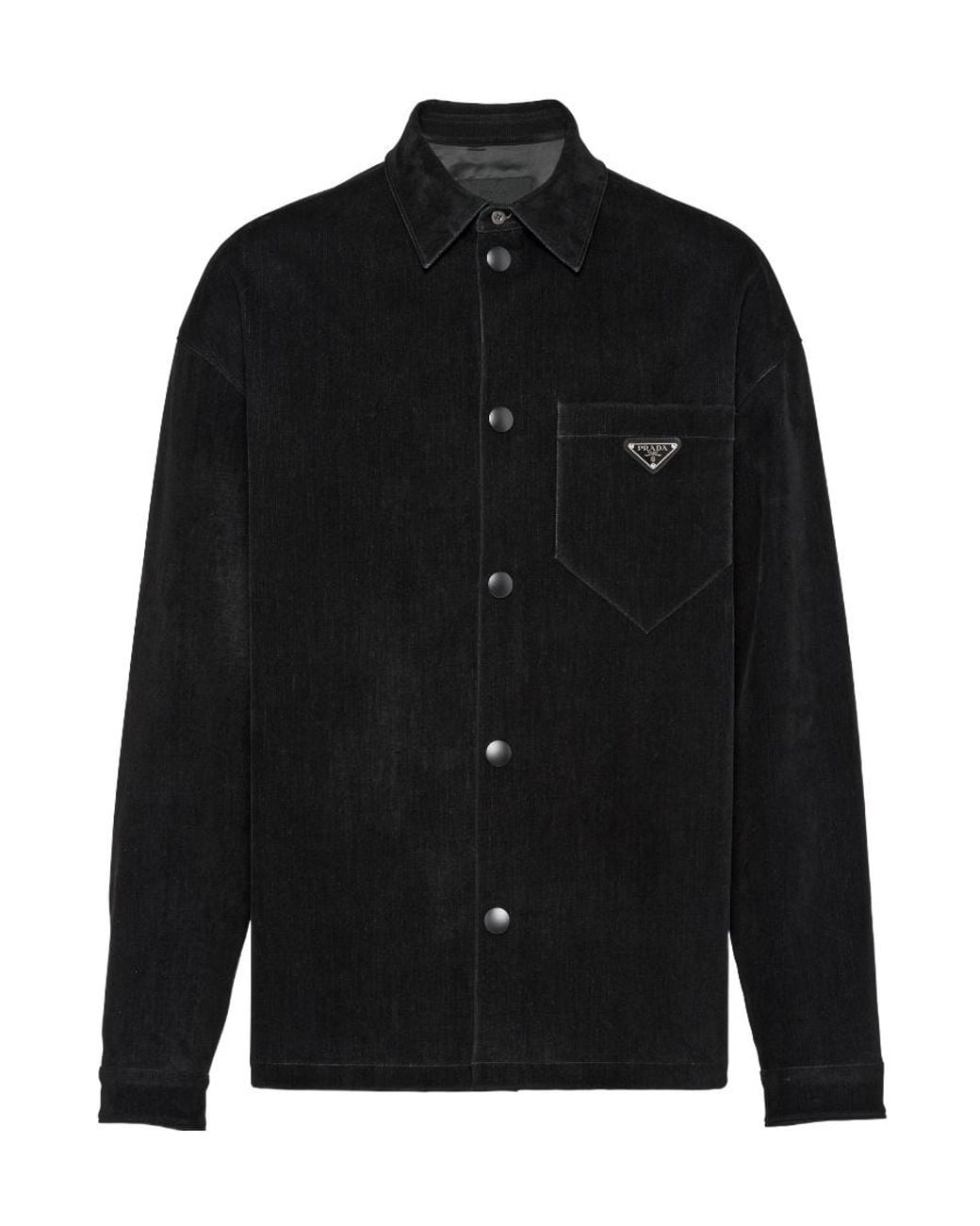 Prada Black Logo Plaque Button-Up Shirt for men