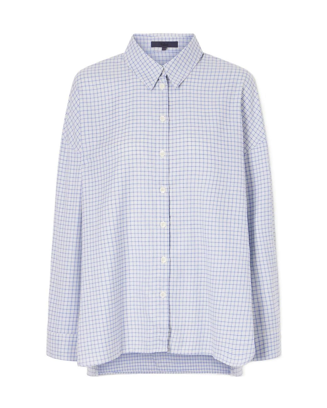 Tibi Blue Checked Lyocell And Cotton-Blend Shirt
