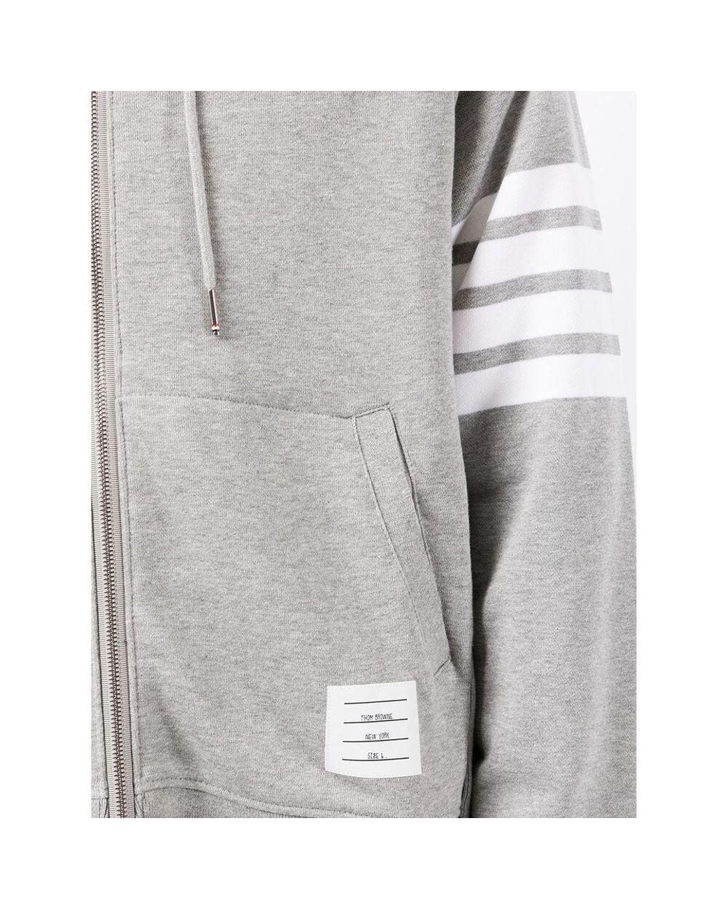 Thom Browne Gray Classic Loopback 4-Bar Zip-Up Hoodie for men