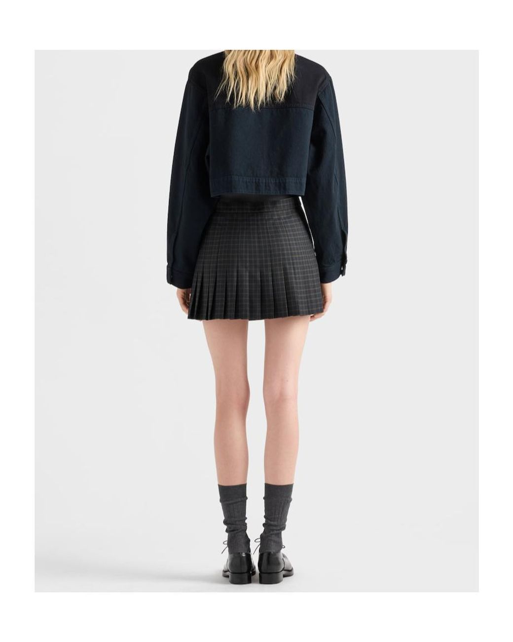 Prada Black Check Wool Mini Skirt
