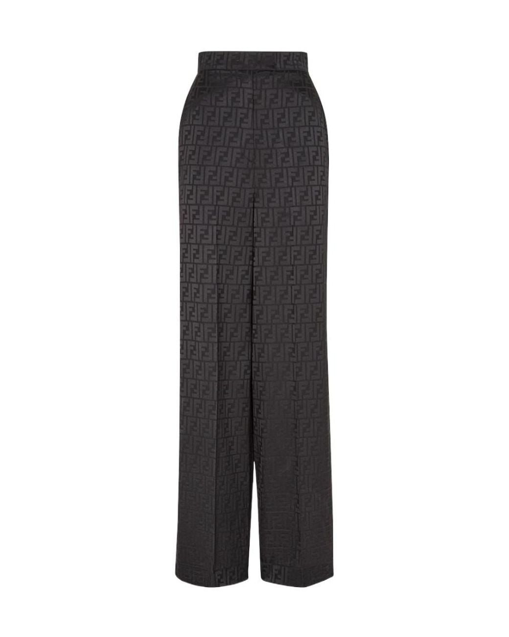 Fendi Black Ff Motif Wide-Leg Pants