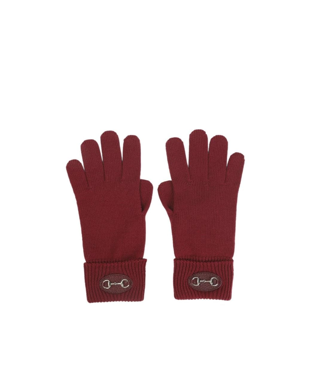 Gucci Red Horsebit Knit Gloves
