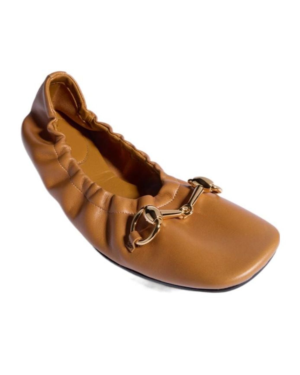 Gucci Brown Horsebit Detailed Ballet Flats