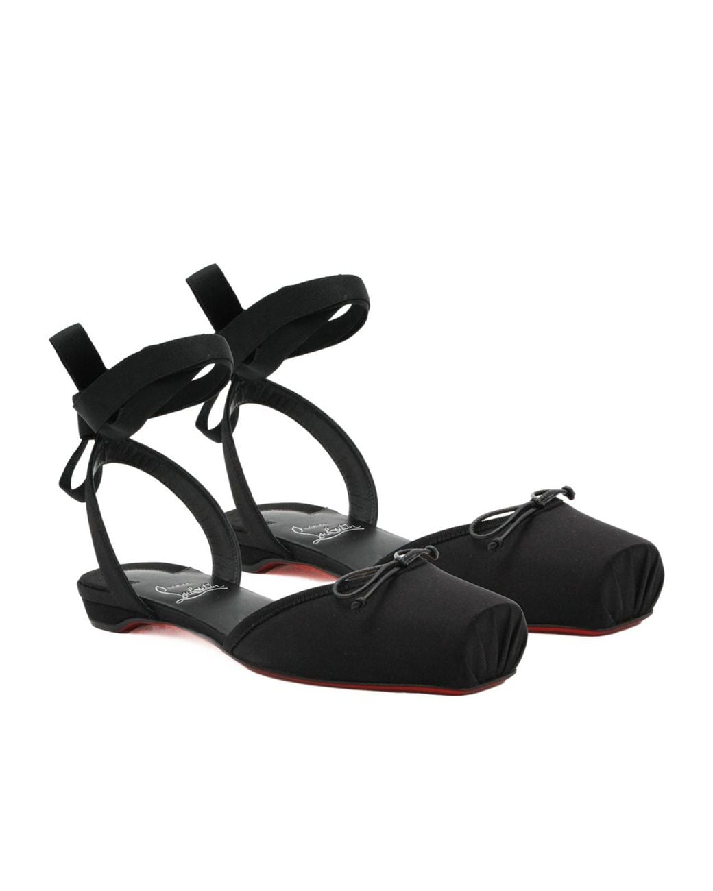 Christian Louboutin Black Cassia Lace-Up Ballerinas