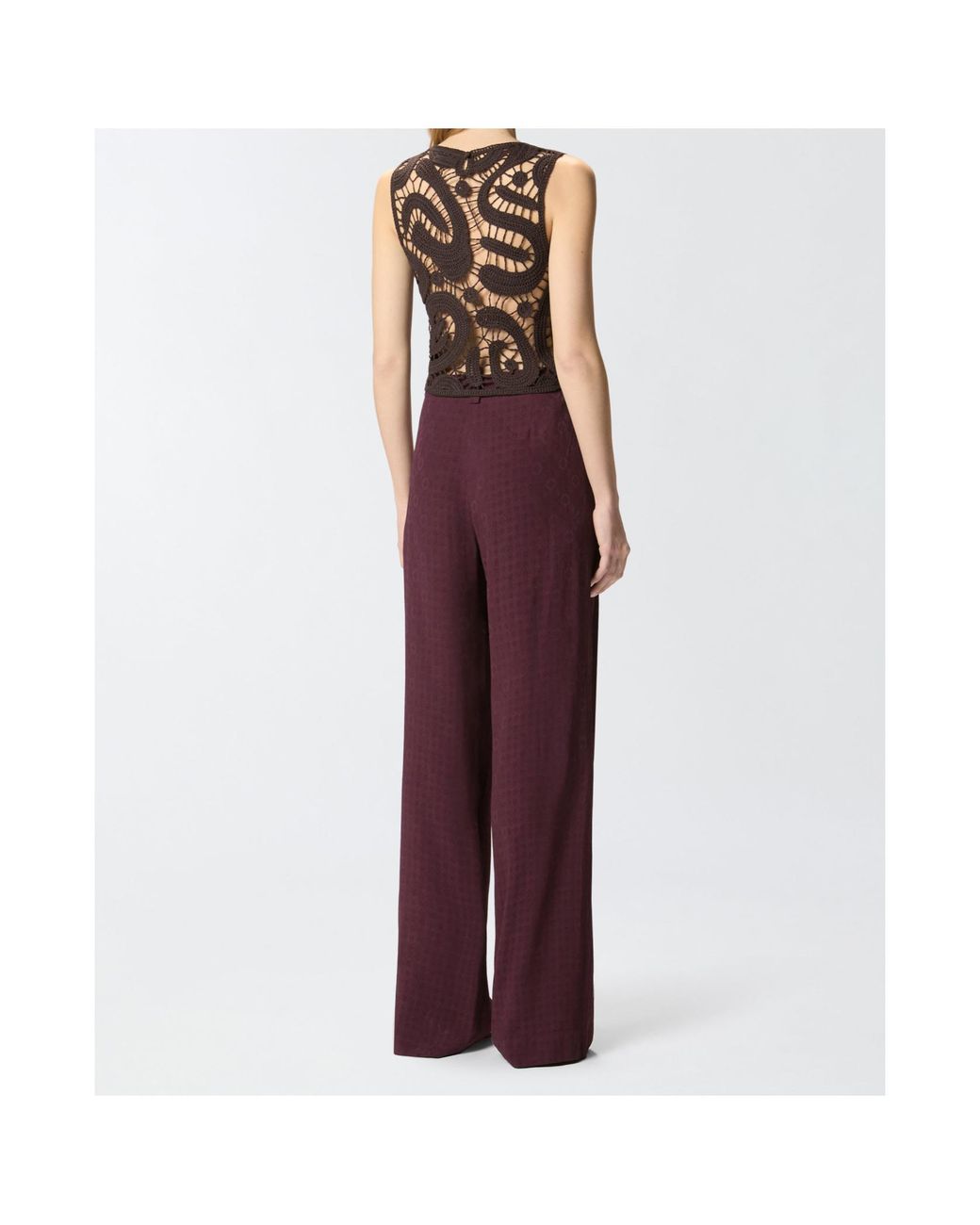 Pinko Black Geometric Crocheted Sleeveless Top