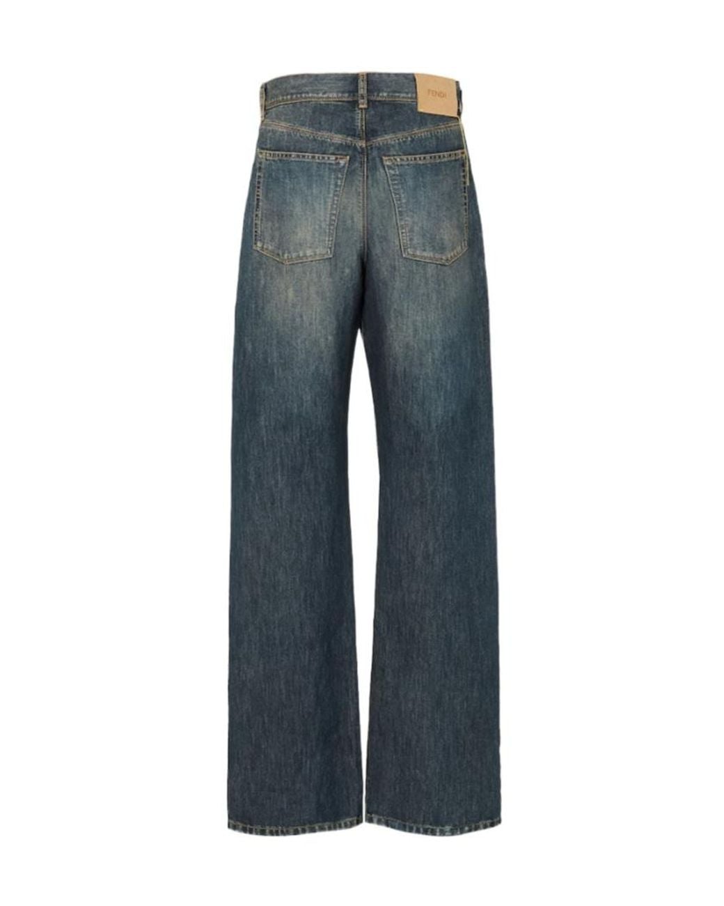 Fendi Blue Straight-Leg Long Jeans