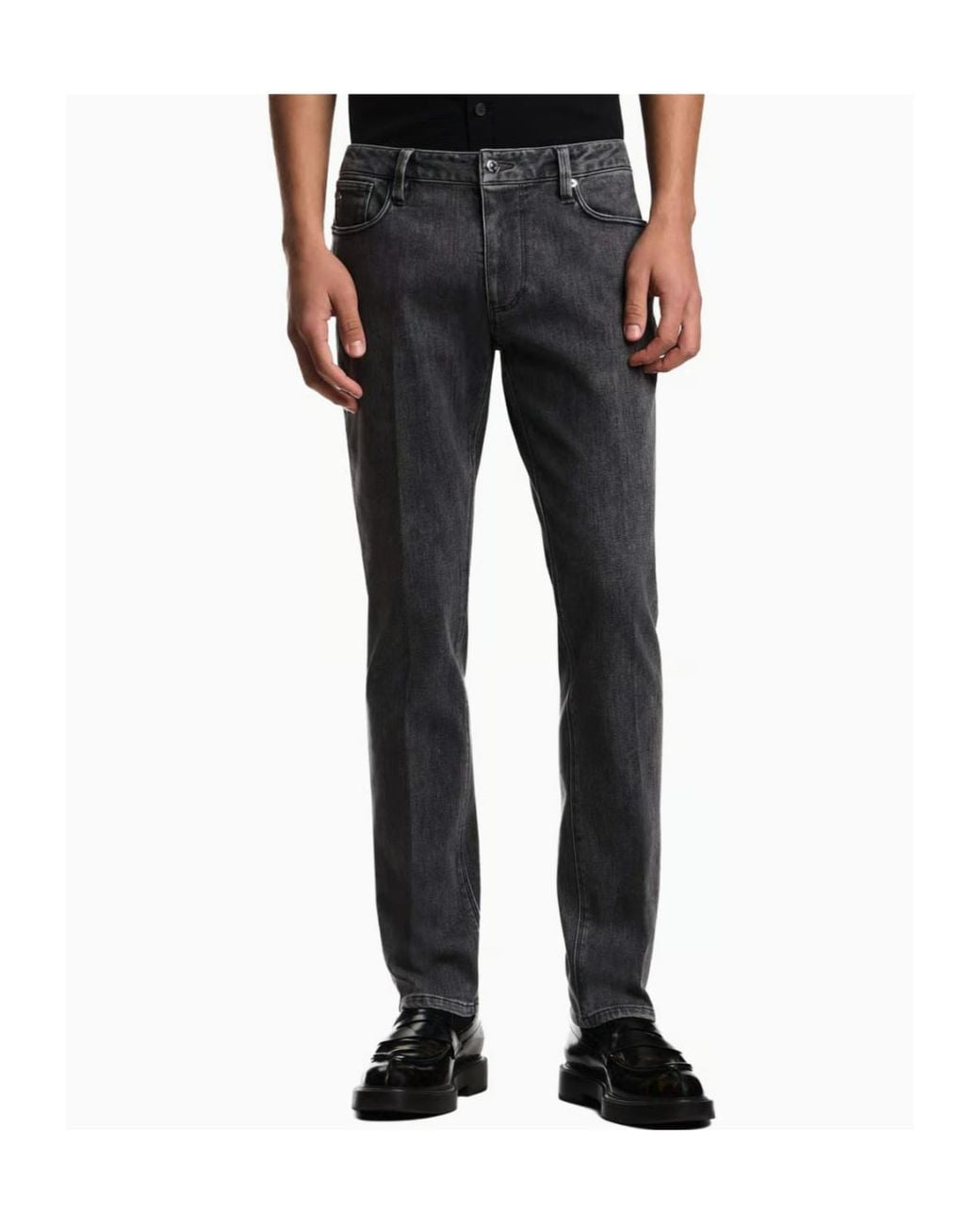 Emporio Armani Gray Slim-Fit Low-Rise Jeans for men