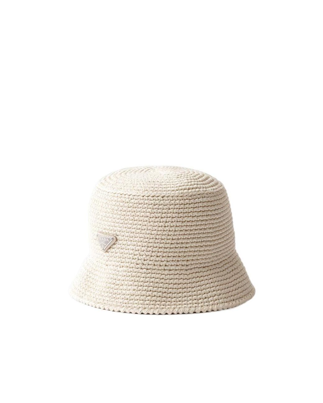 Prada White Crochet Bucket Hat for men