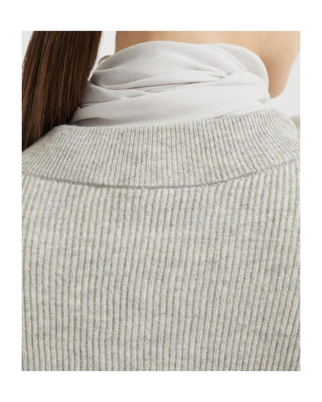 Brunello Cucinelli Gray Monile Detailed Knit Sweater
