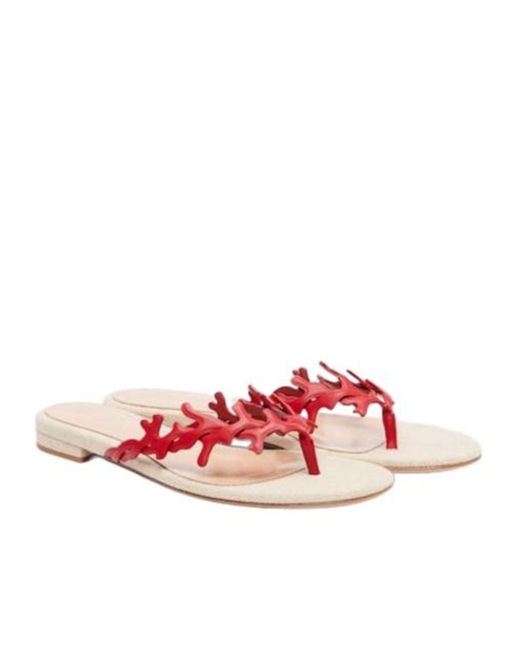 Gianvito Rossi Pink Canvas And Leather Thong Sandals