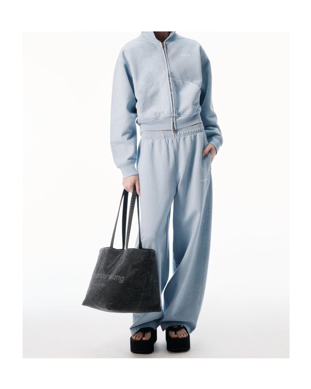 Alexander Wang Blue Embellished Zip-Up Hoodie