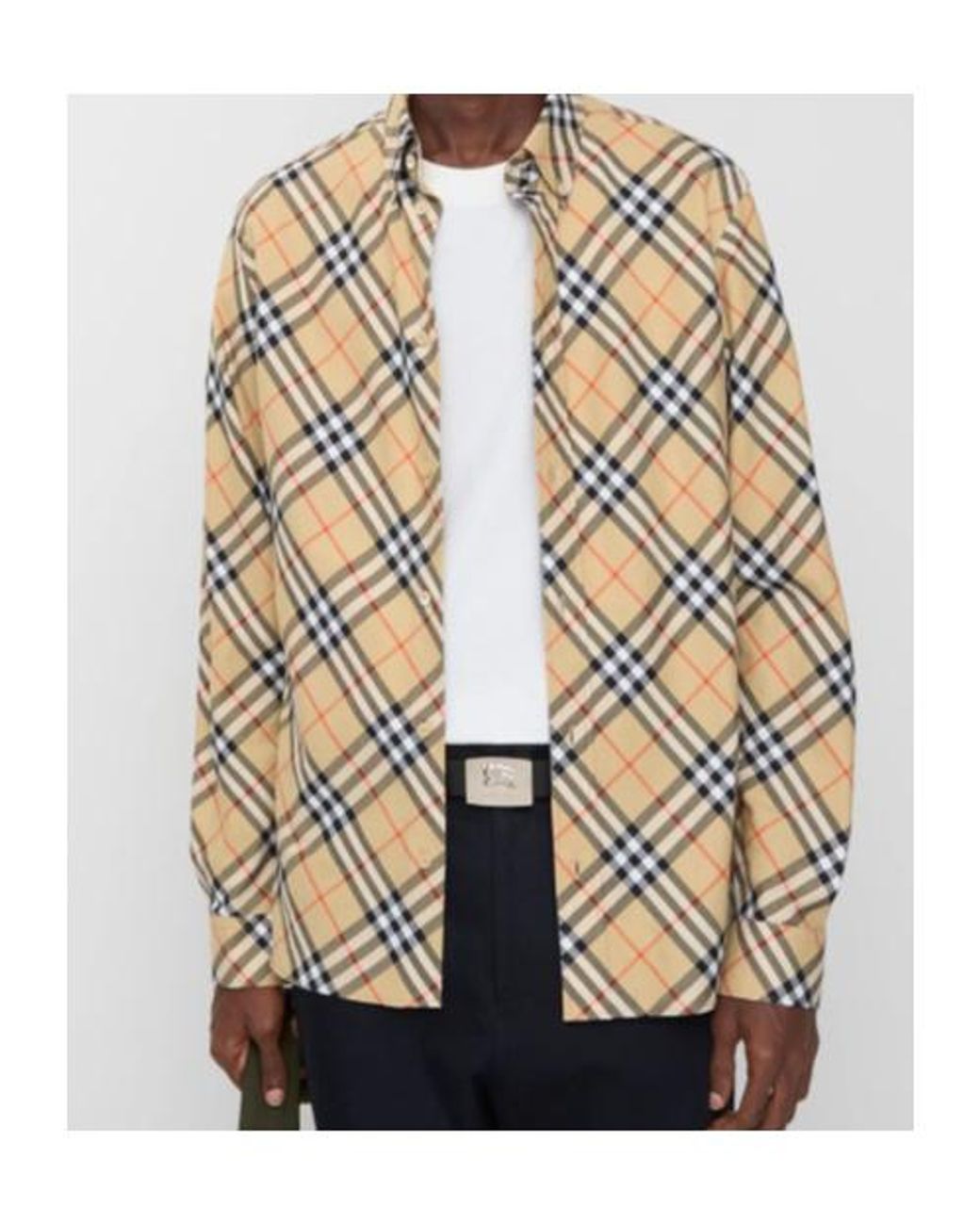Burberry Natural Relaxed Fit Check Cotton Flannel Shirt for men