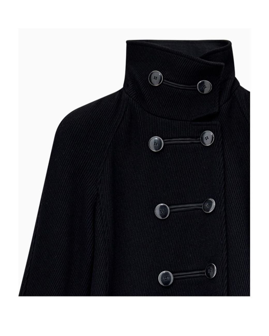 Emporio Armani Black Double-Breasted Belted Coat