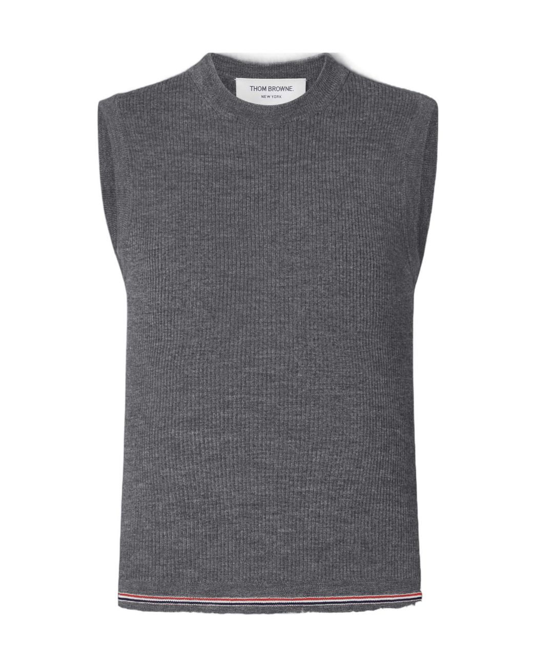 Thom Browne Gray Sleeveless Crewneck Top