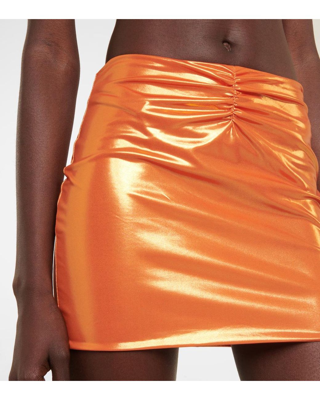 Alessandra Rich Orange Metallic Mini Skirt