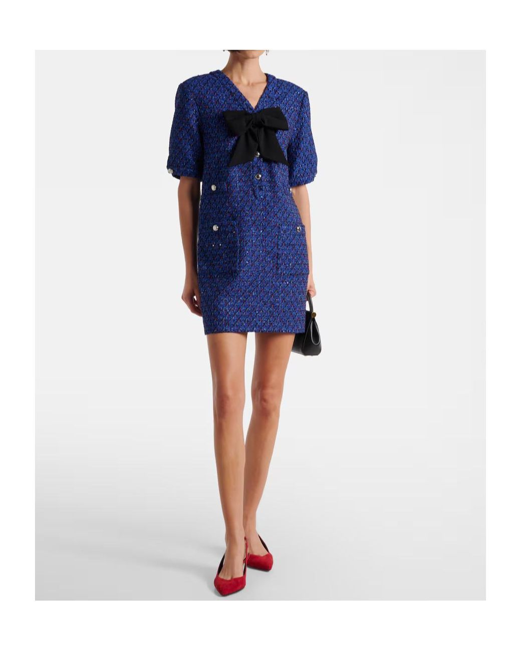 Alessandra Rich Blue Sequined Tweed Minidress