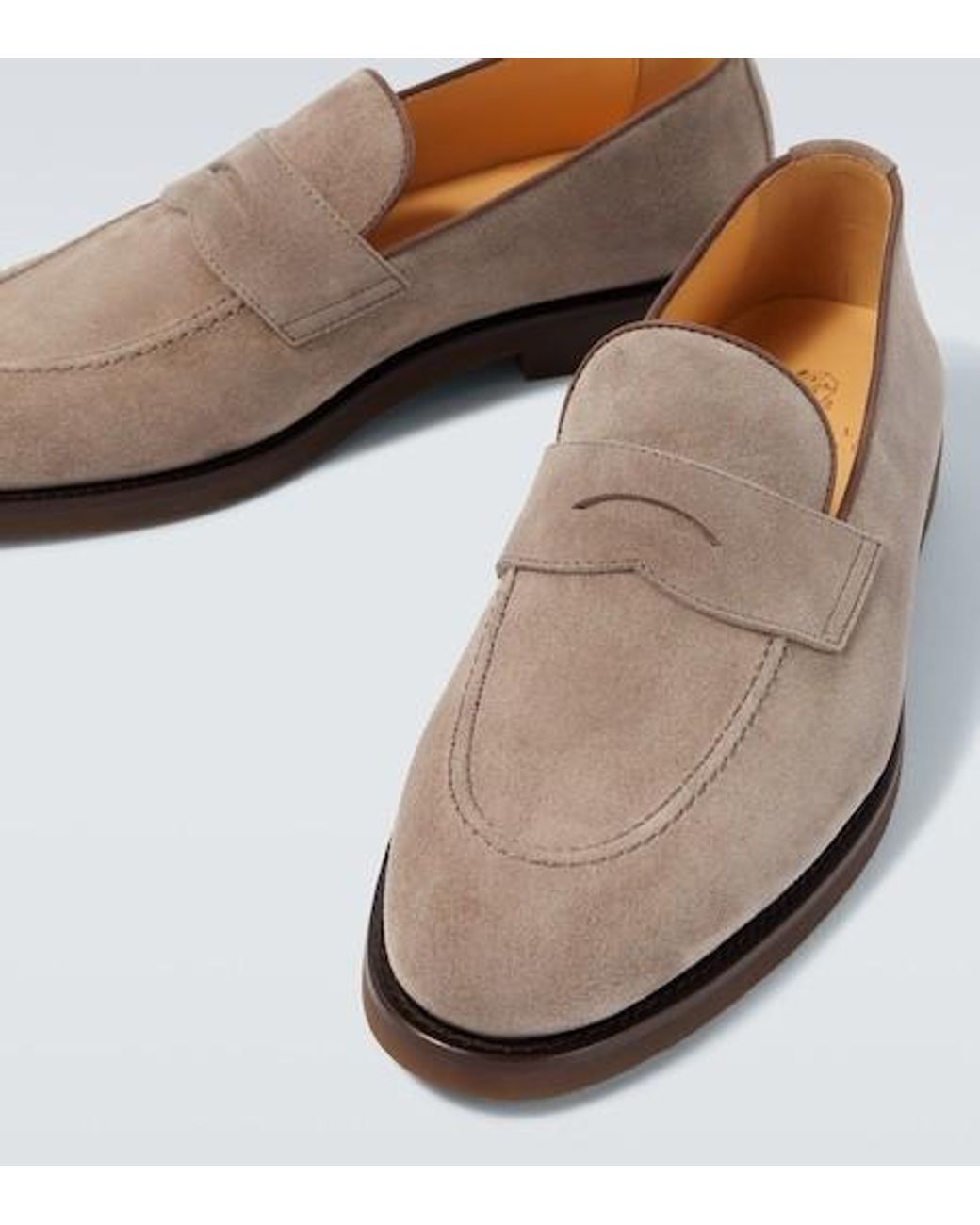 Brunello Cucinelli Brown Suede Penny Loafers for men