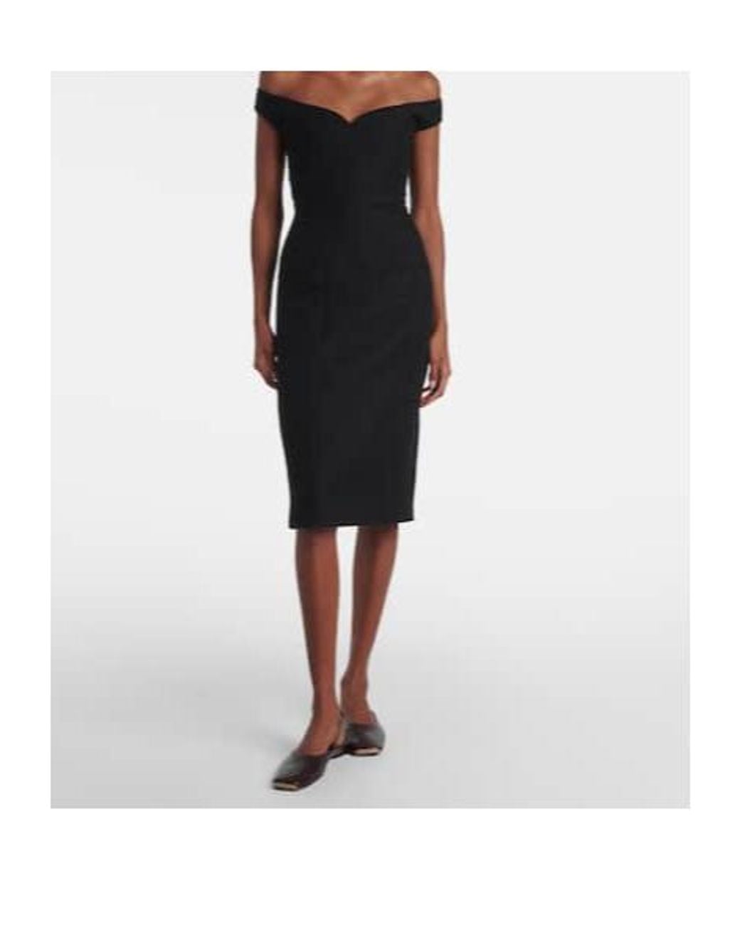 Calvin Klein Black Bonny Wool And Linen-Blend Midi Dress