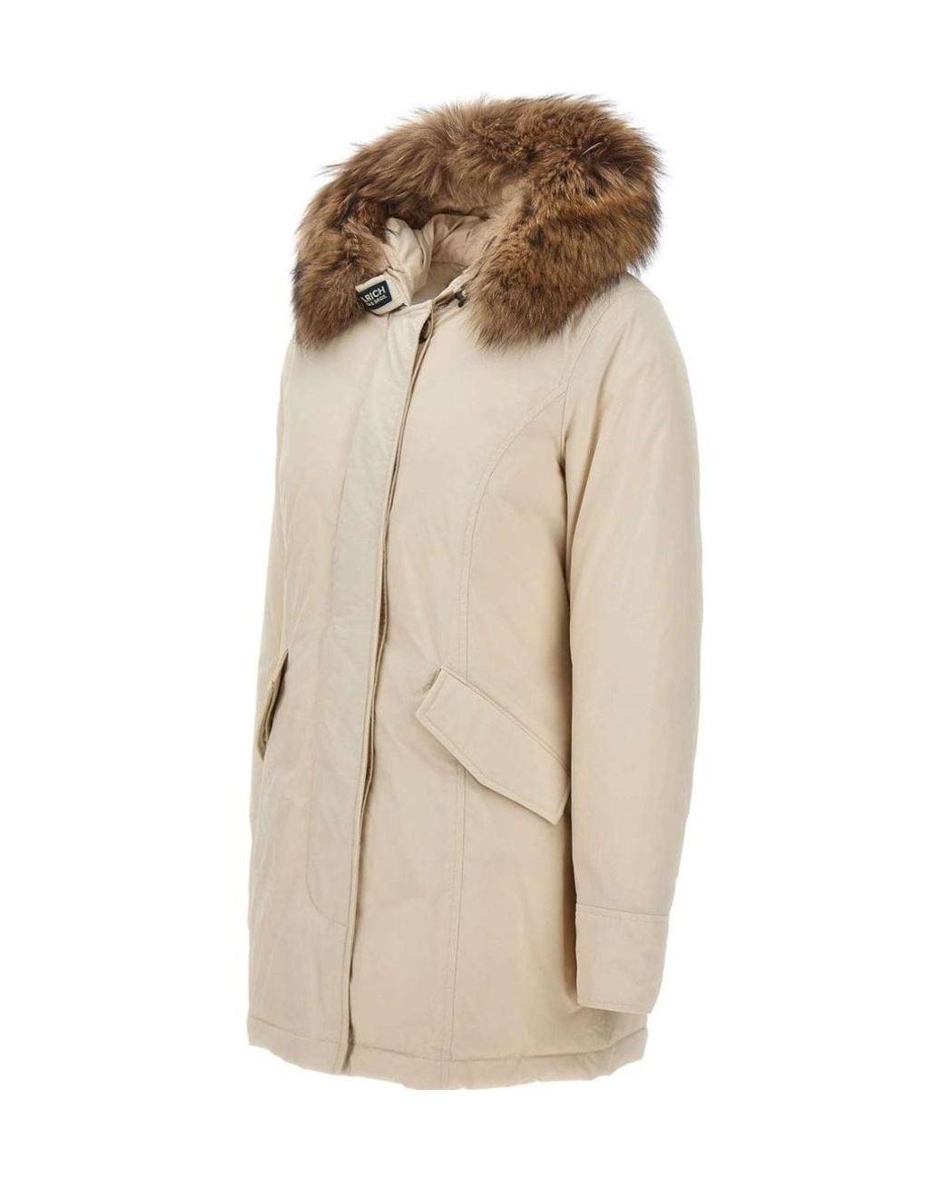 Woolrich Natural Arctic Hooded Fur Trim Parka Coat