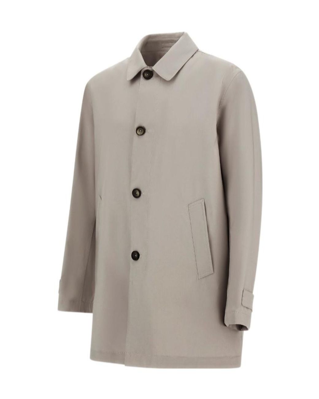 Herno Gray Button-Down 3-Layers Wool Coat for men