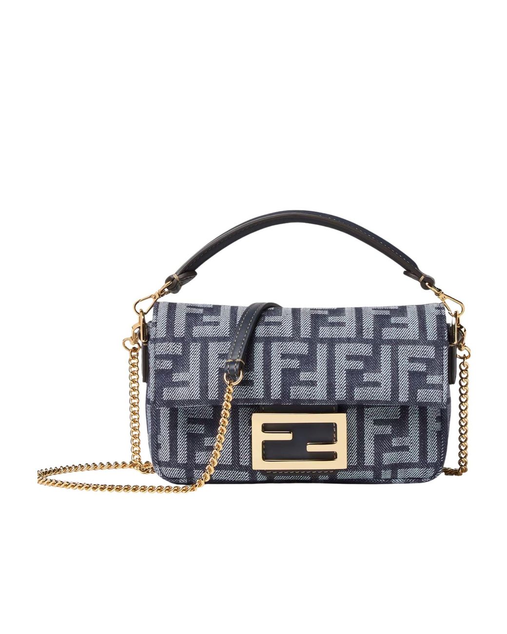 Fendi Blue Baguette Ff Jacquard Mini Tote Bag