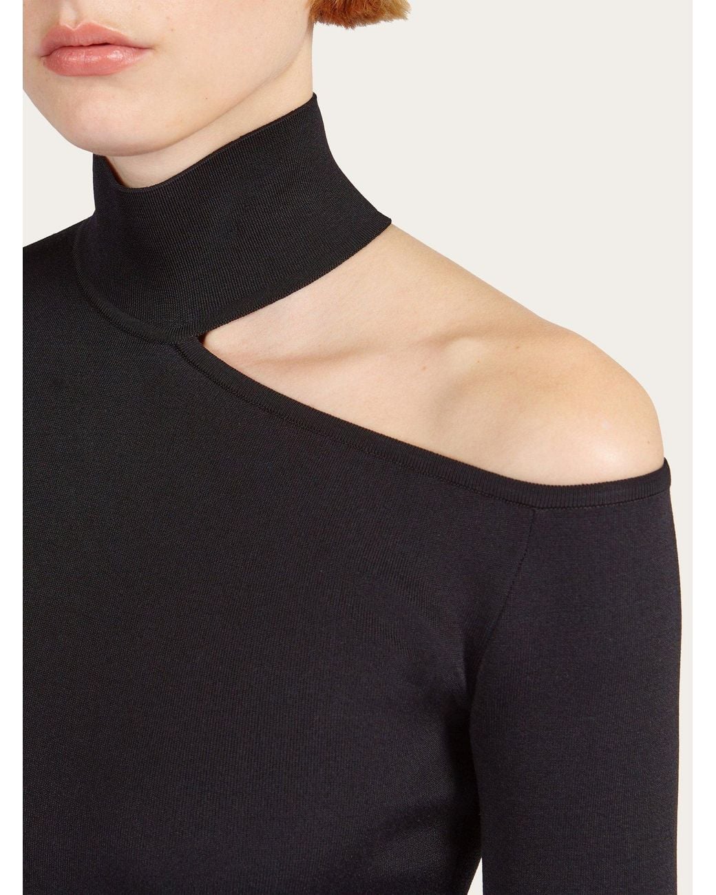 Ferragamo Black Ferragamo Cut-Out Detailed Midi Dress