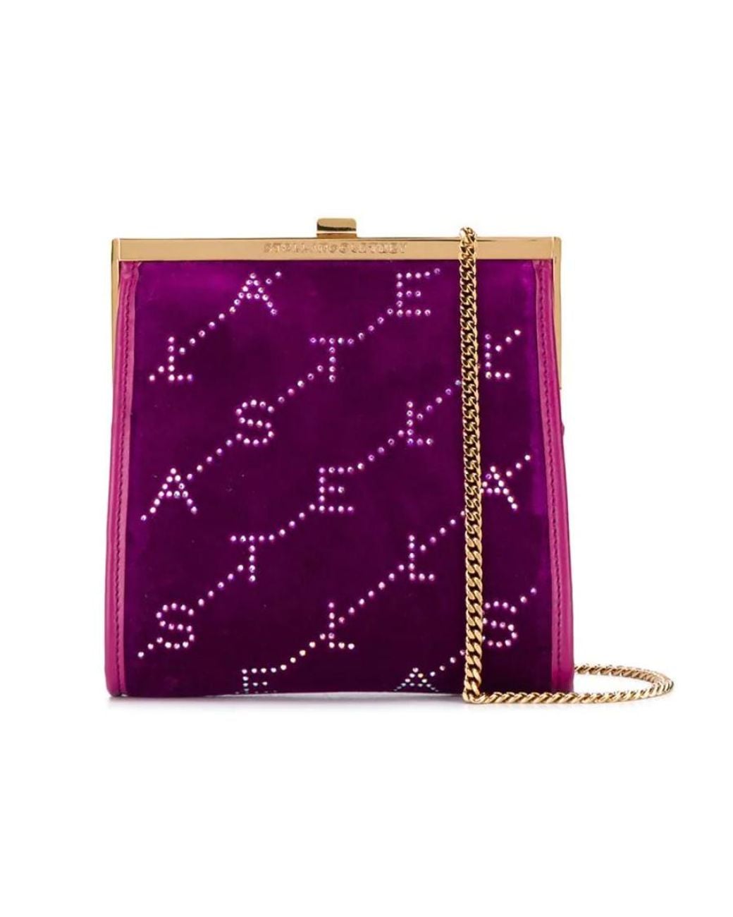 Stella McCartney Purple Mini Logo-Print Crossbody Bag