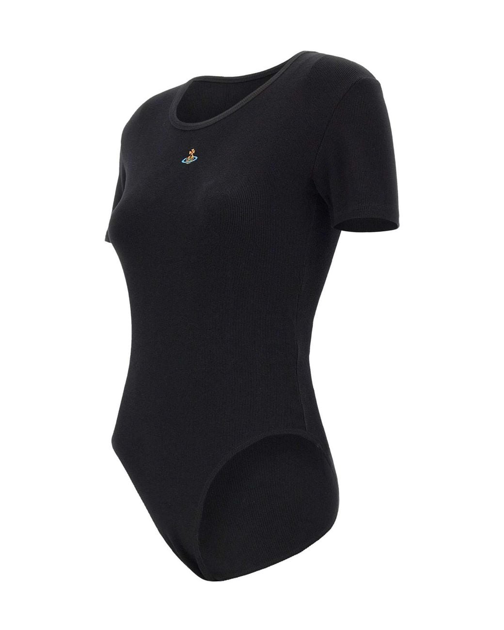 Vivienne Westwood Black Shoer-Sleeved Crewneck Ribbed Bodysuit