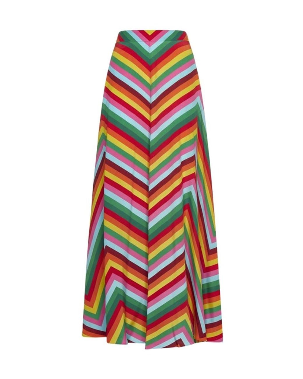 Valentino Red High-Waisted Chevron-Print Maxi Skirt