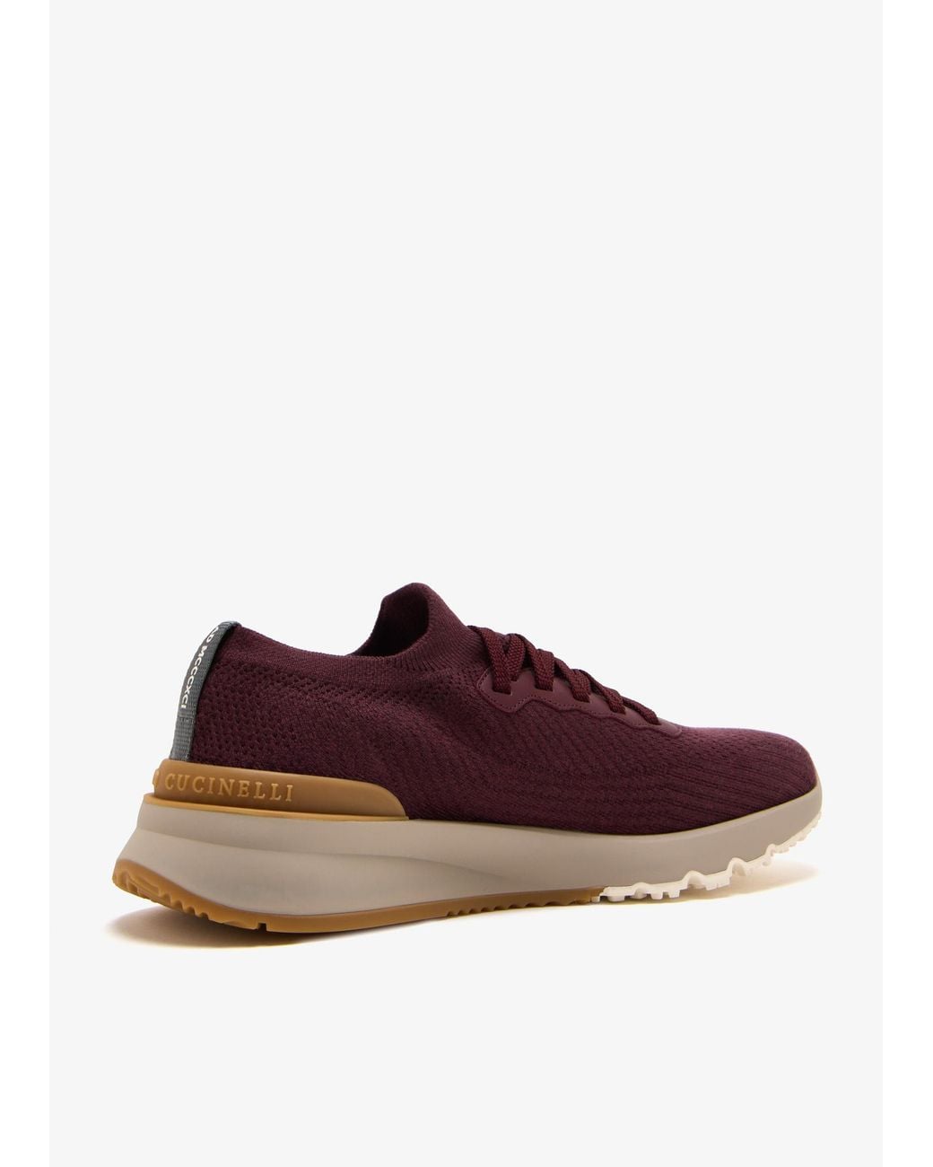 Brunello Cucinelli Brown Knitted Lace-Up Sneakers for men
