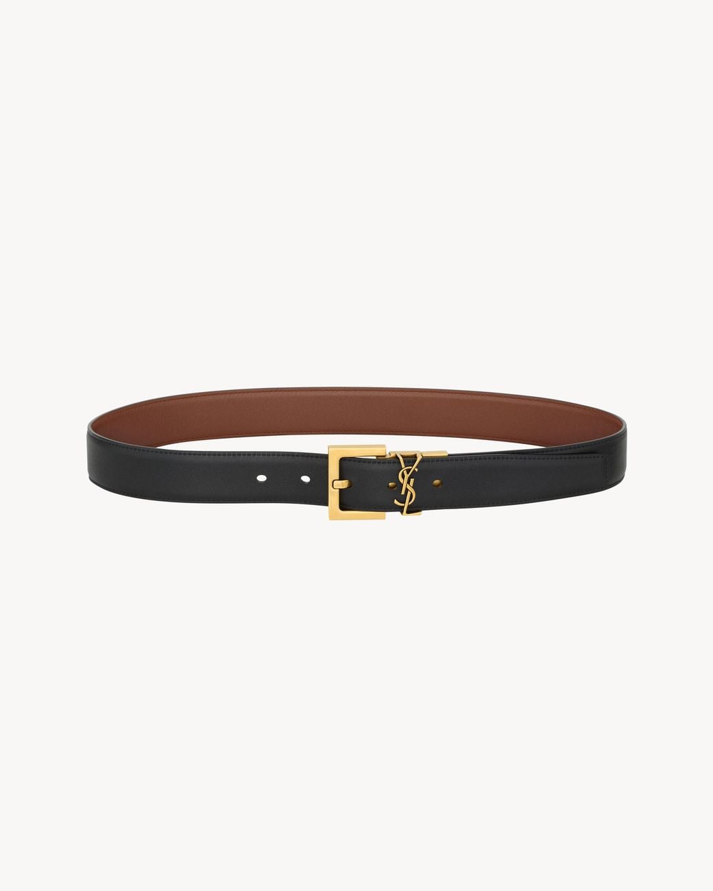 Saint Laurent White Cassandre Reversible Belt