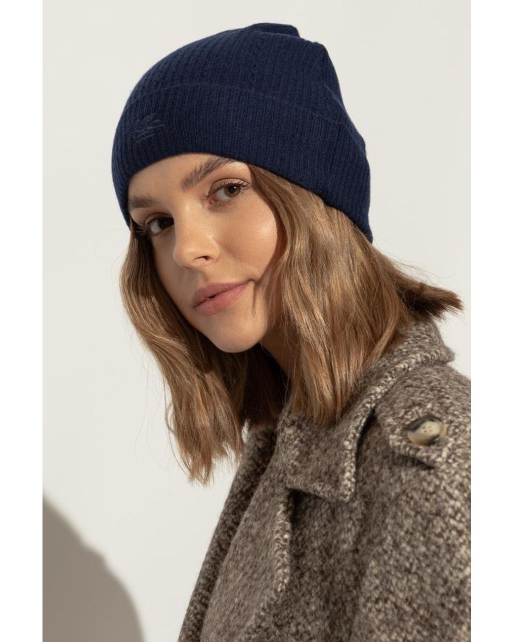 Etro Blue Logo Embroidered Knitted Beanie