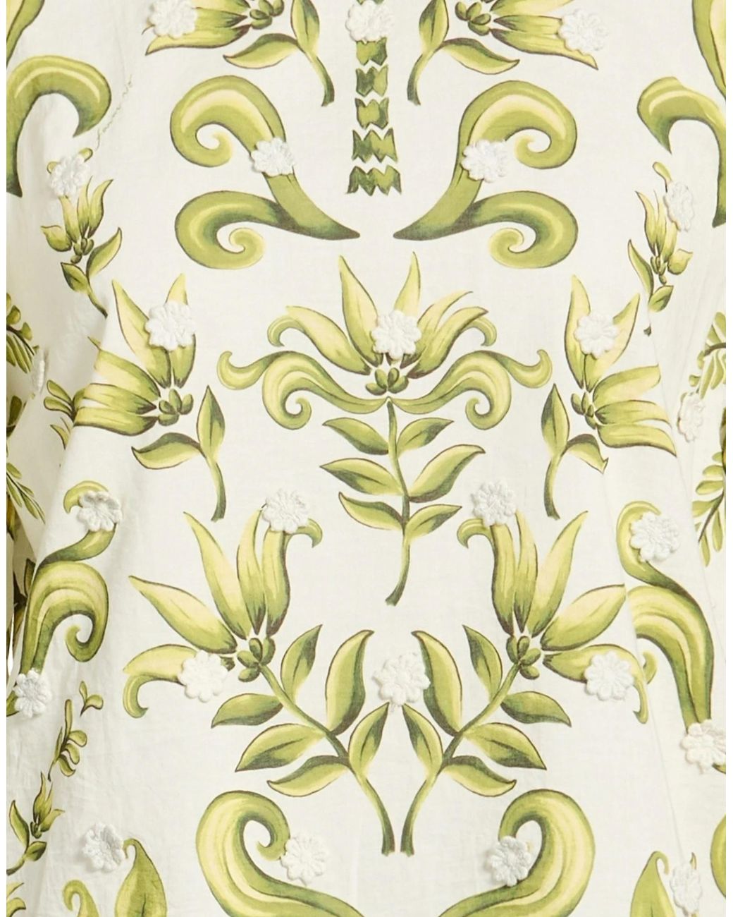 Farm Rio Metallic Floral Print Three-Quarter Sleeve Top