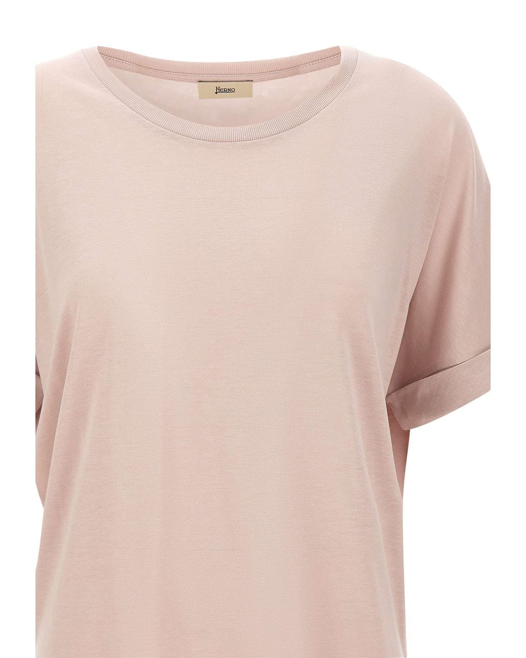 Herno Pink Resort Pleated Jersey T-Shirt