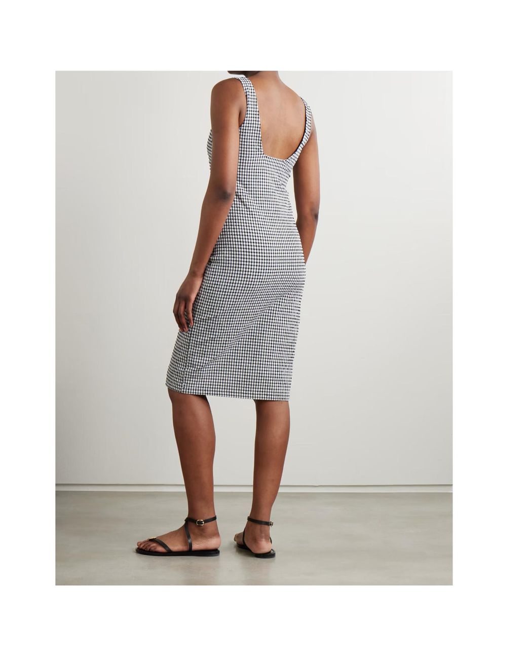 Rohe Gray Gingham Seersucker Mini Dress