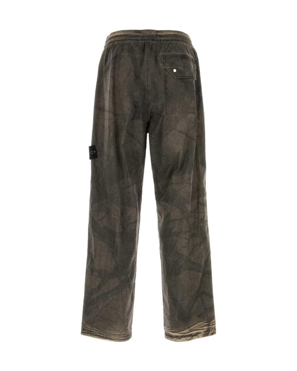Stone Island Gray Logo Patch Straight Leg Pants for men